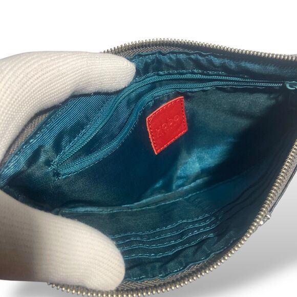 Vintage Hobo Crossbody Shoulder Bag WOC Grey Snake Print Genuine Leather 9x5 in - Picture 5 of 8